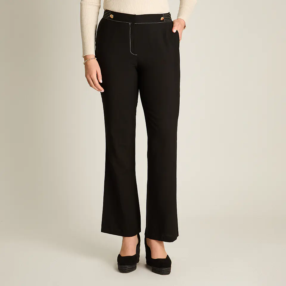Pantalón Negro Palazzo Formal Con Dos Botones 708502 1