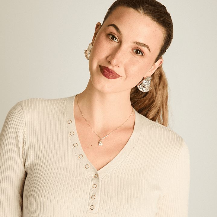 SWEATER (MU) M/L C/V PATA BOTON LISO LORENZO IMP. 818503 ARENA  3