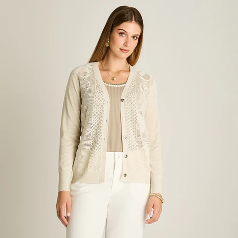 CARDIGAN (MU) M/L C/V BOTONES DORADOS LUREX LORENZO IMP. 808502 ARENA 