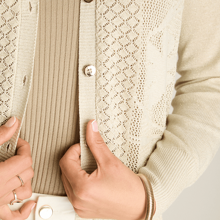 CARDIGAN (MU) M/L C/V BOTONES DORADOS LUREX LORENZO IMP. 808502 ARENA  4
