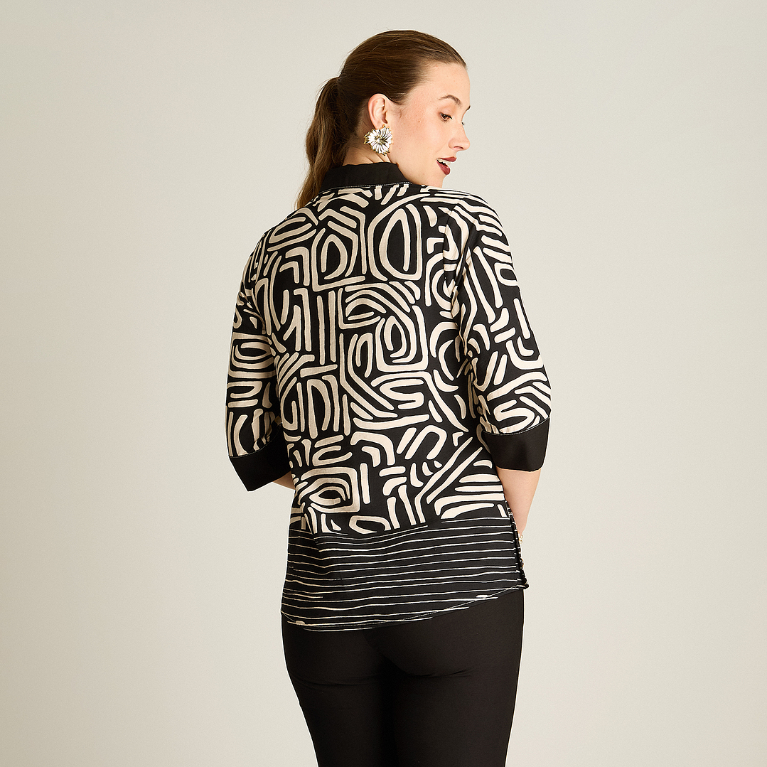 Blusa Arena Manga 3/4 con Aplicación de Botones 208503 2