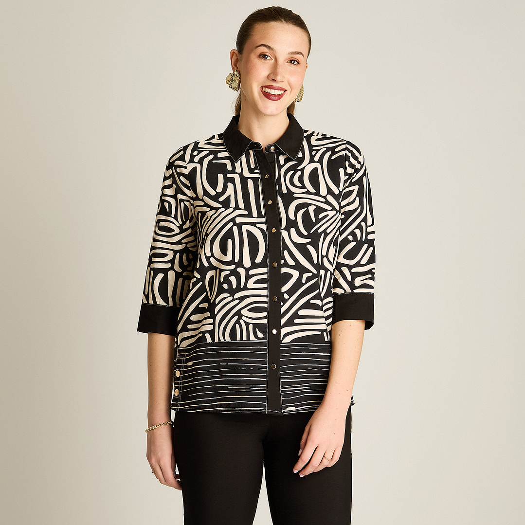 Blusa Arena Manga 3/4 con Aplicación de Botones 208503 1