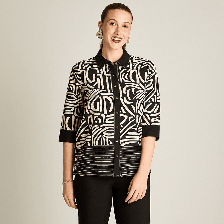 Blusa Arena Manga 3/4 con Aplicación de Botones 208503 1