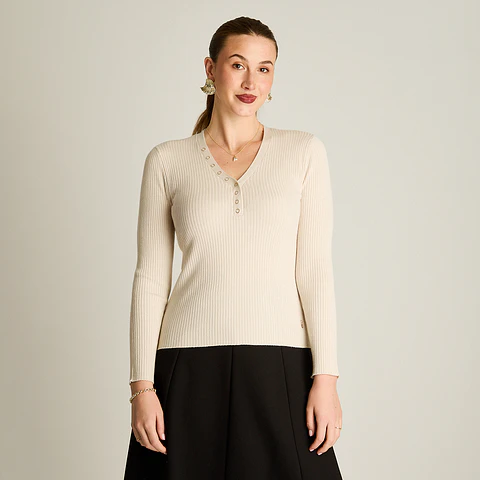 SWEATER (MU) M/L C/V PATA BOTON LISO LORENZO IMP. 818503 ARENA S