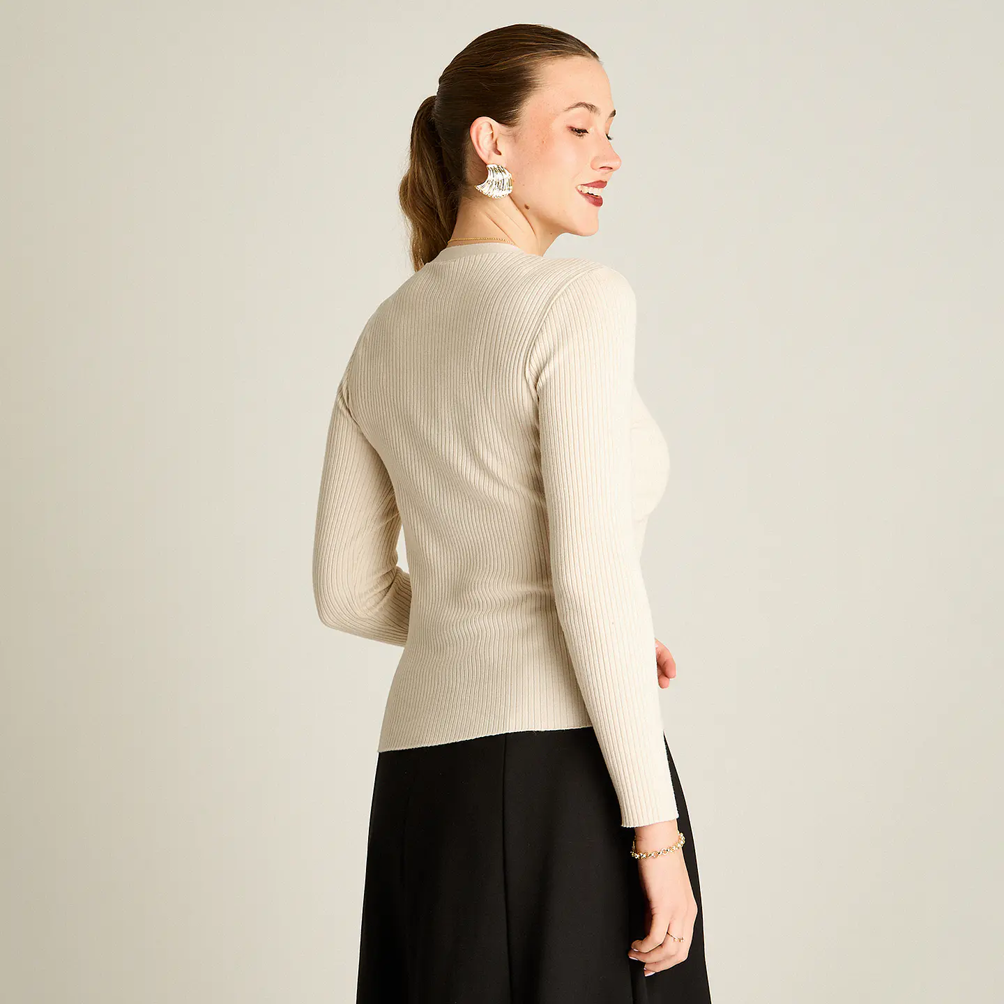 Sweater (Mu) M/L C/V Pata Boton Liso Lorenzo Imp. 818503 Arena S 4