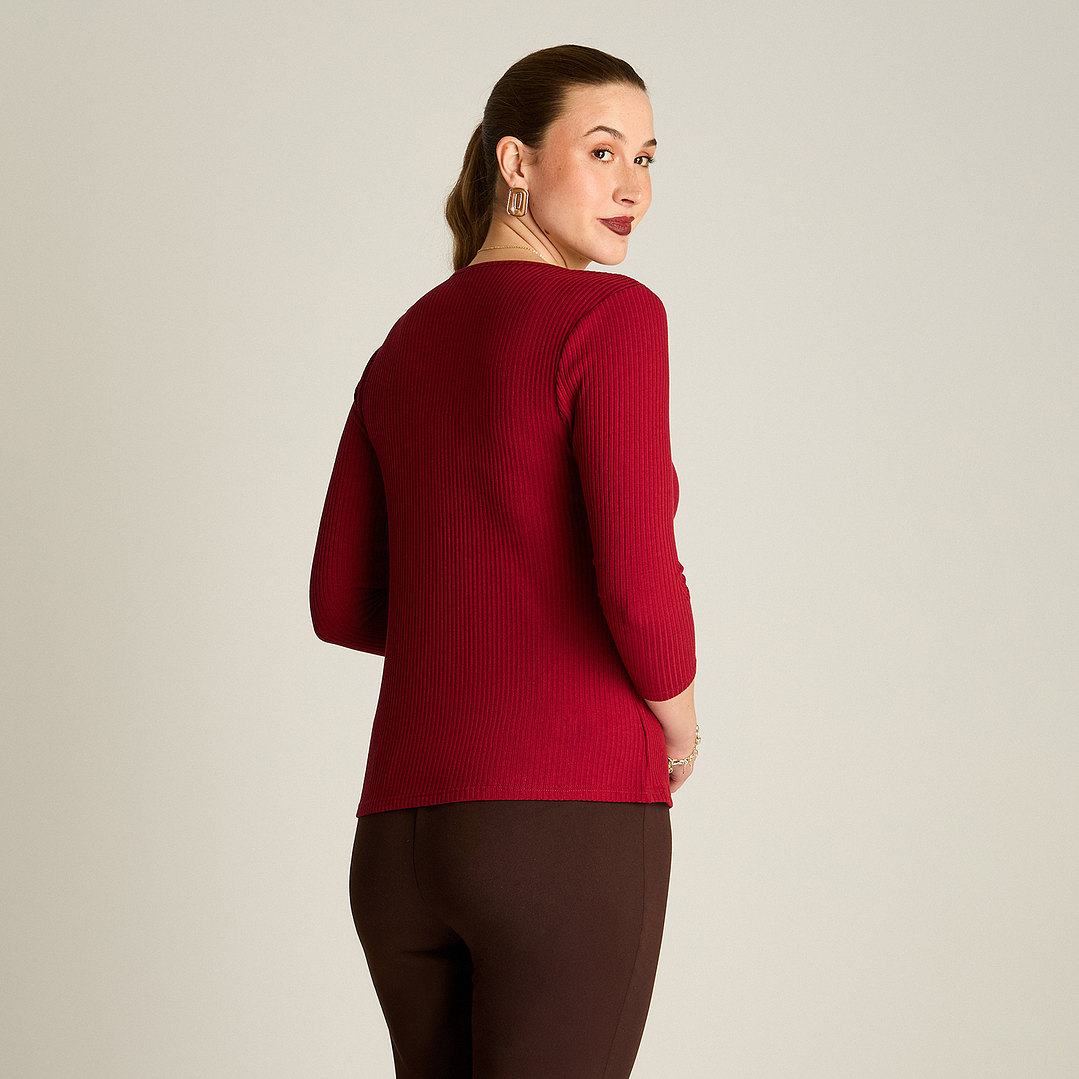 POLERA (MU) M/3/4 C/P APLIC EN HOMBROS LISA LORENZO IMP. 108504 ROJO L 2