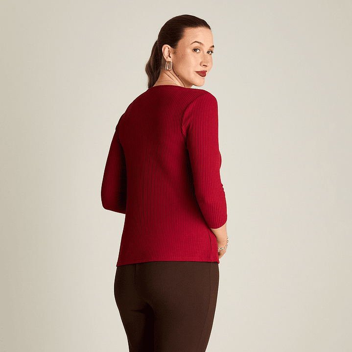 POLERA (MU) M/3/4 C/P APLIC EN HOMBROS LISA LORENZO IMP. 108504 ROJO L 2