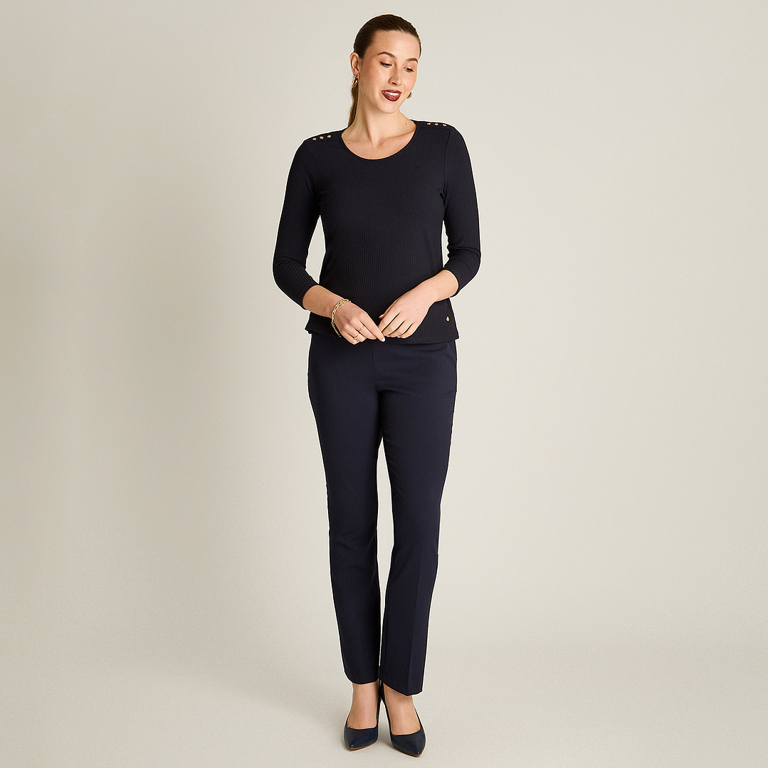 POLERA (MU) M/3/4 C/P APLIC EN HOMBROS LISA LORENZO IMP. 108504 AZUL S 2