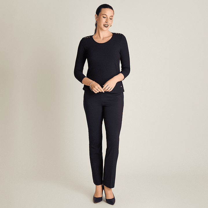 POLERA (MU) M/3/4 C/P APLIC EN HOMBROS LISA LORENZO IMP. 108504 AZUL S 2