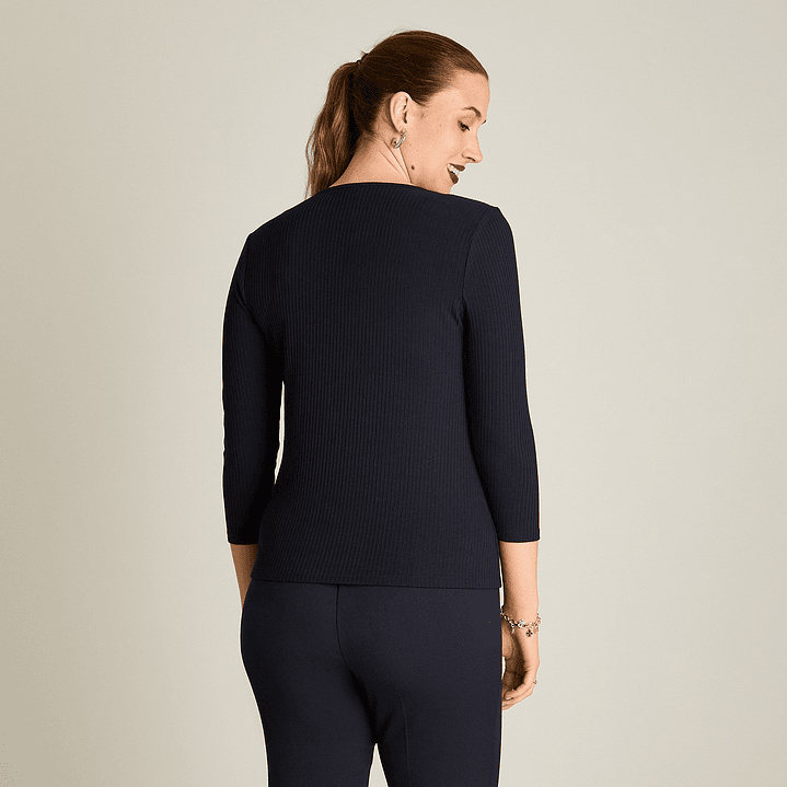 POLERA (MU) M/3/4 C/P APLIC EN HOMBROS LISA LORENZO IMP. 108504 AZUL S 3