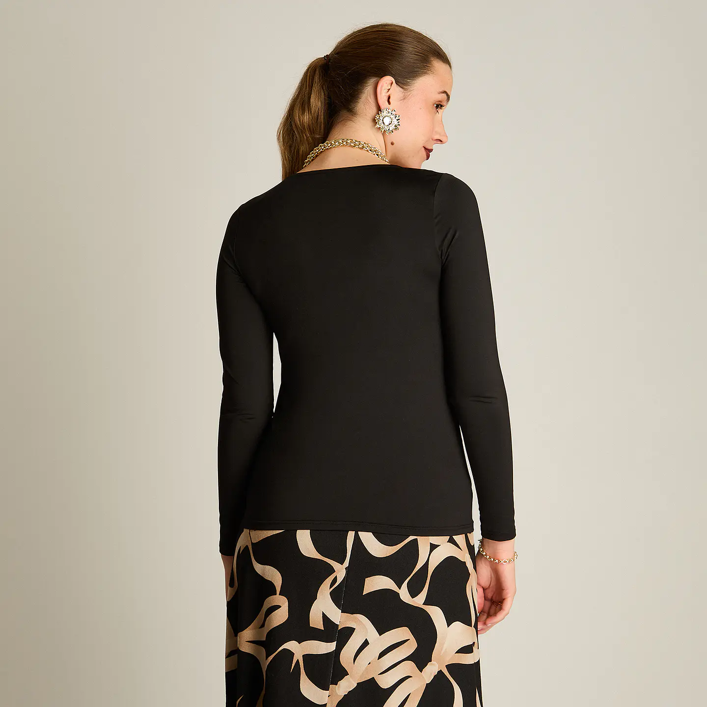 Polera (Mu) M/L C/P Basica Lisa Tt Lorenzo Imp. 100010 Negro 3