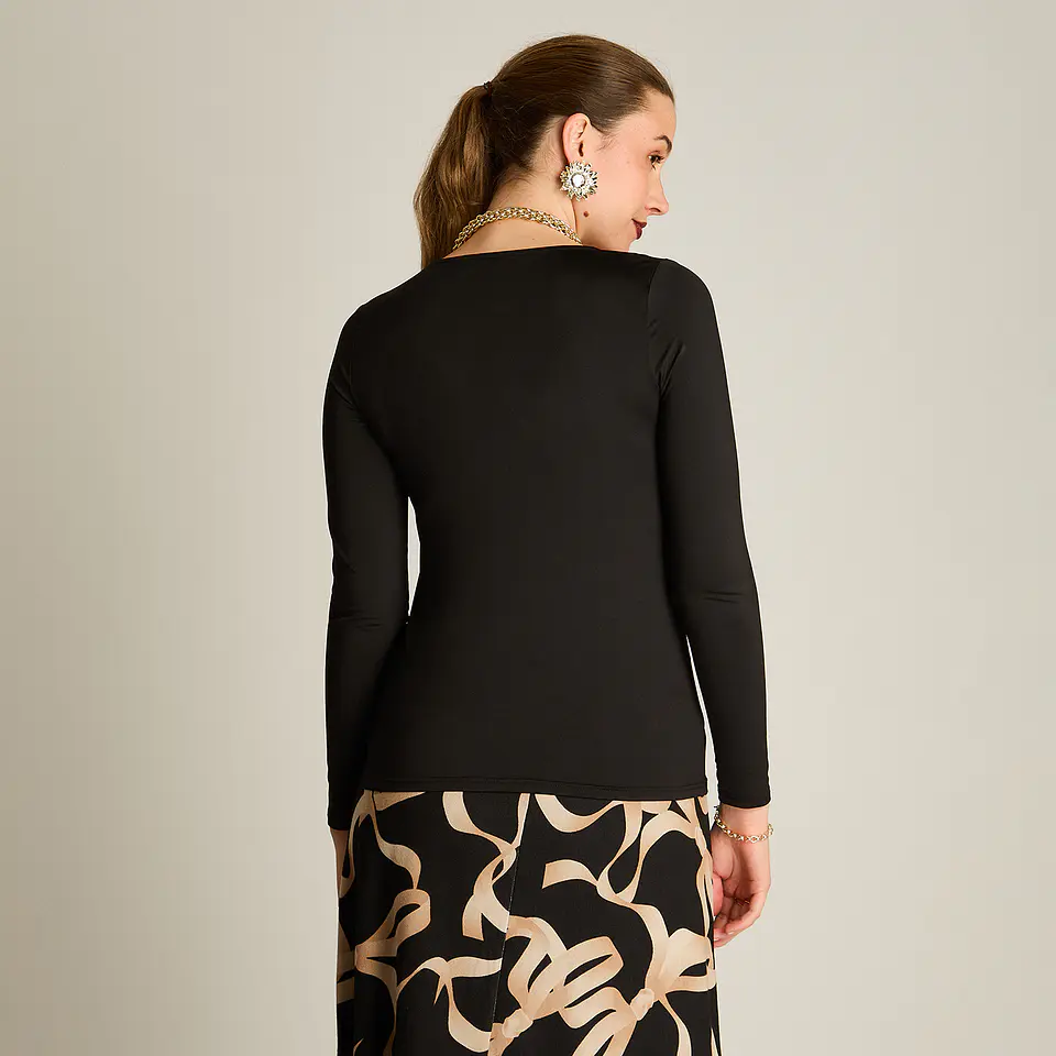 Polera (Mu) M/L C/P Basica Lisa Tt Lorenzo Imp. 100010 Negro 3