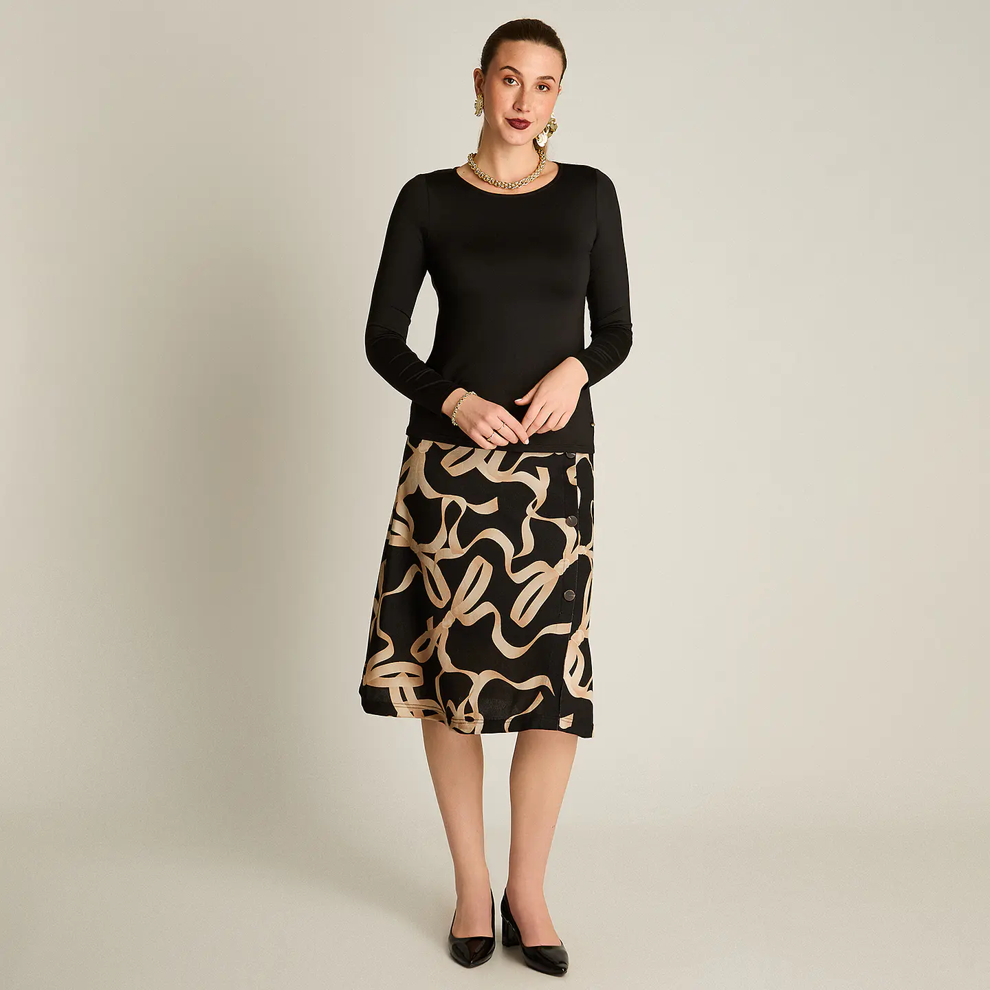 Polera (Mu) M/L C/P Basica Lisa Tt Lorenzo Imp. 100010 Negro 2