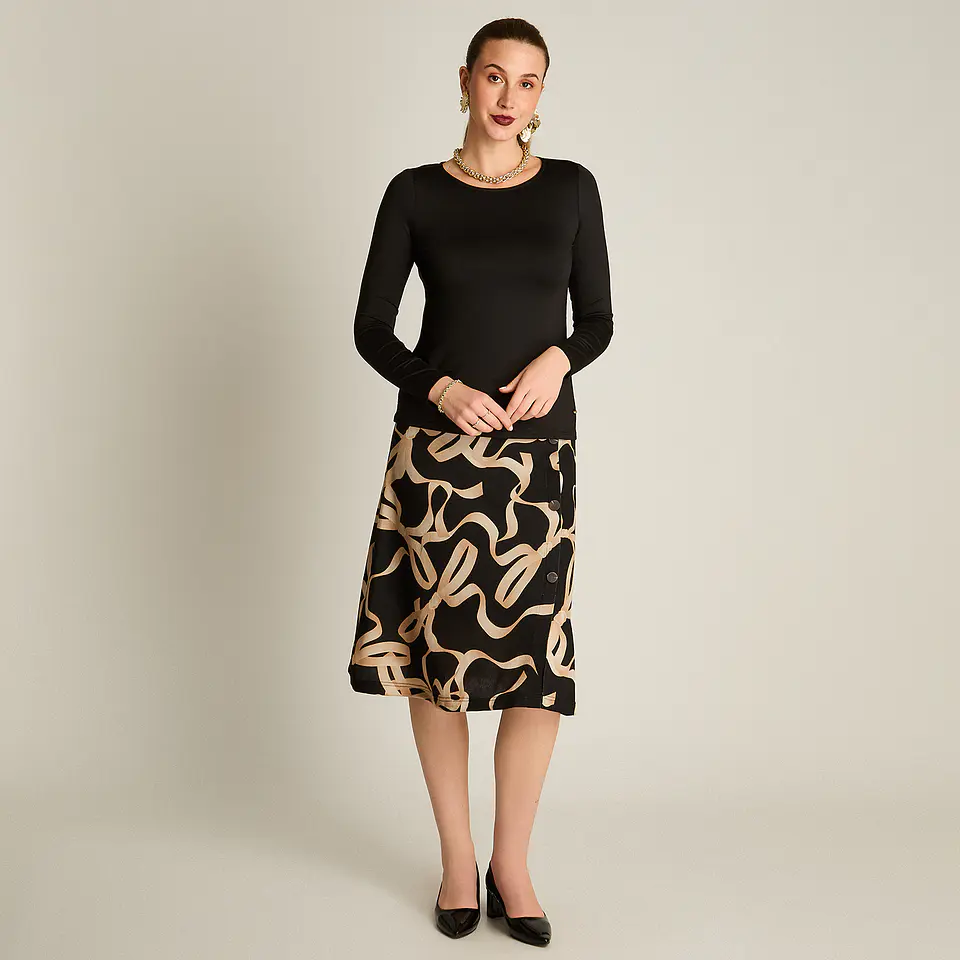 Polera (Mu) M/L C/P Basica Lisa Tt Lorenzo Imp. 100010 Negro 2