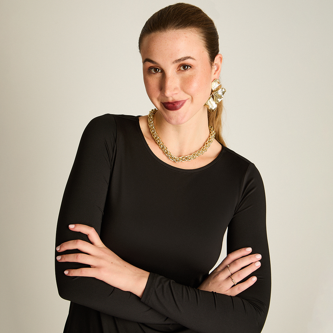 POLERA (MU) M/L C/P BASICA LISA TT LORENZO IMP. 100010 NEGRO S 1