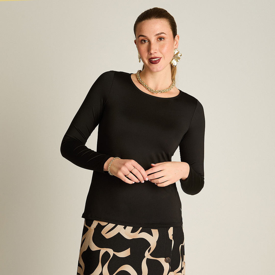 POLERA (MU) M/L C/P BASICA LISA TT LORENZO IMP. 100010 NEGRO S 4