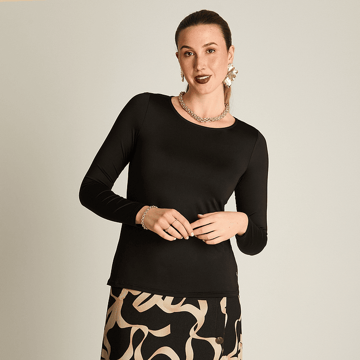 POLERA (MU) M/L C/P BASICA LISA TT LORENZO IMP. 100010 NEGRO S 4