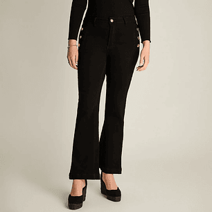 Jeans Negro Flare con Botones Dorados Laterales 738501