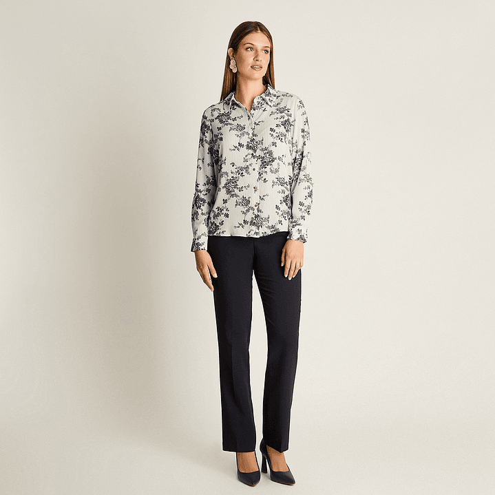 Blusa Camisera Georgette Básica 208506 AZUL  2