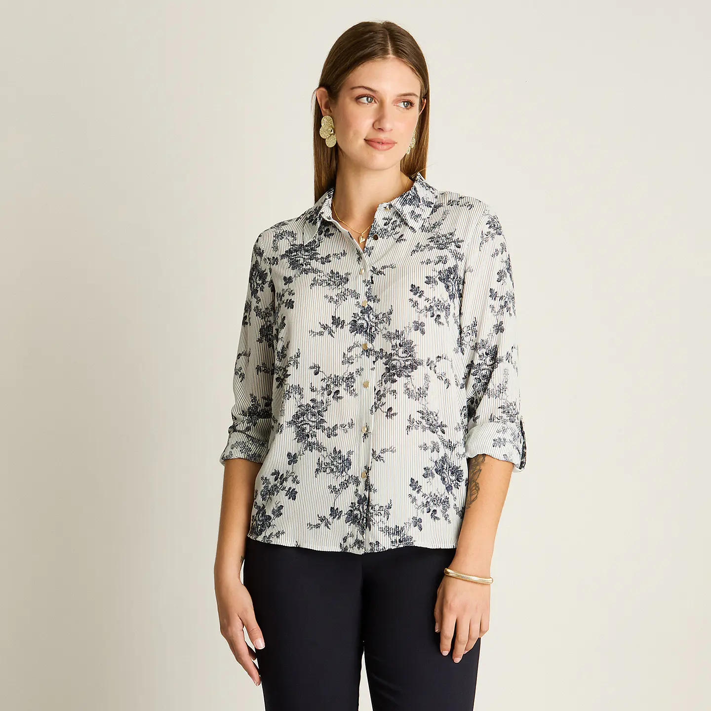 Blusa Camisera Georgette Básica 208506 AZUL  1
