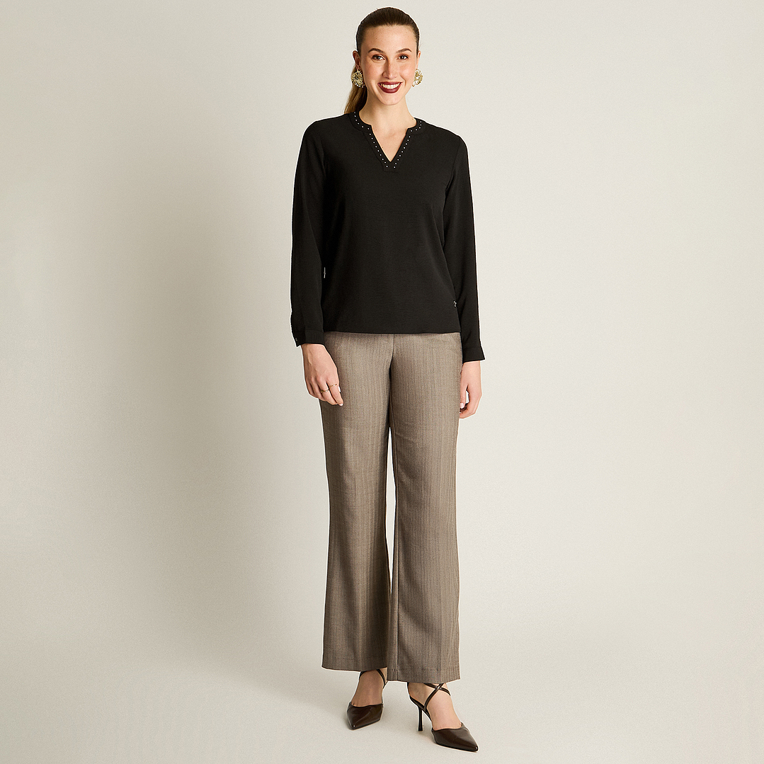 Blusa Escote Mao con Aplicación de Strass 208509 4