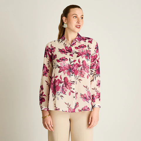 Blusa Camisera Arena Estampada con Lurex. 208507
