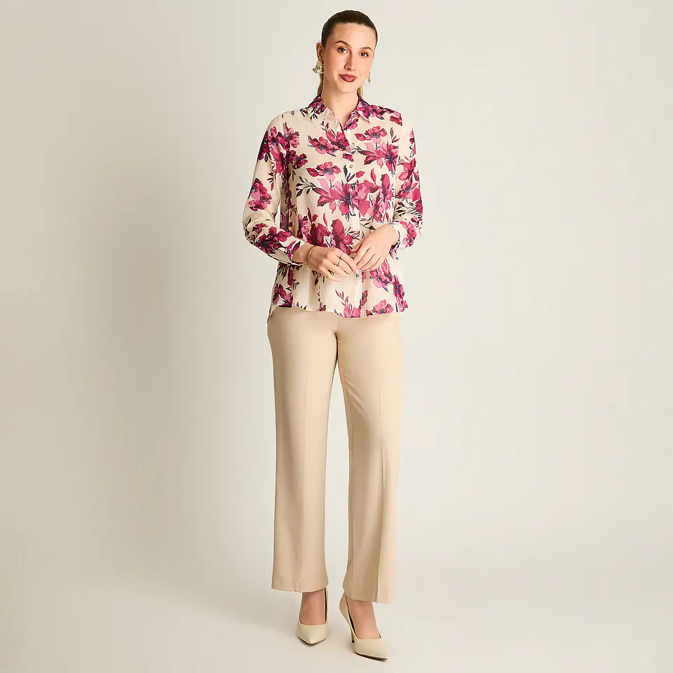 Blusa Camisera Arena Estampada Con Lurex. 208507 4