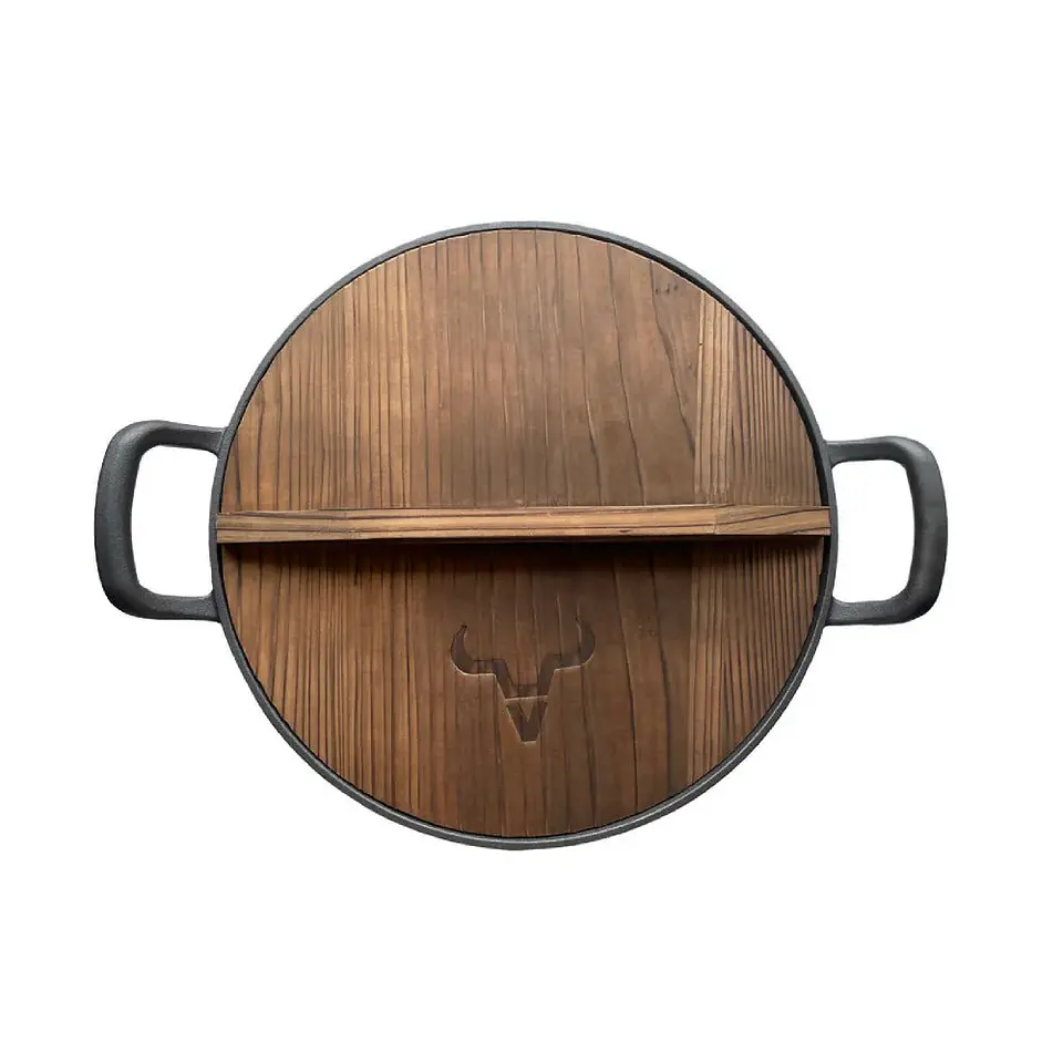 Wok 32Cm Tapa Madera Iron Cast Brando 690222132571 2