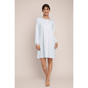 CAMISOLA (MU) C/P M/L PATA BOTON ACANALADA C/BORDADO ALGODON MON-AMOUR 239 CELESTE 