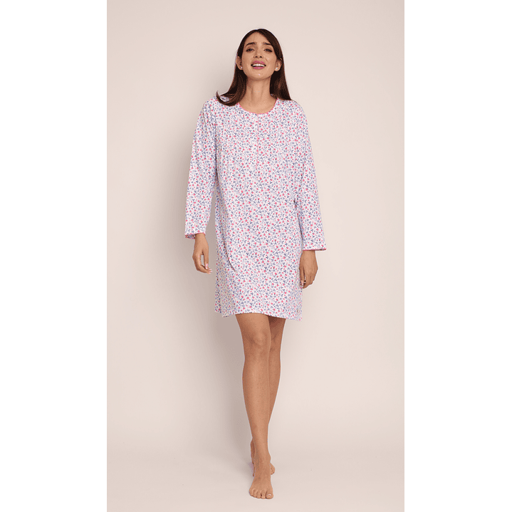 CAMISOLA (MU) C/P M/L PATA BOTON FULL PRINT ALGODÓN MON-AMOUR 232 FRUTILLA  1