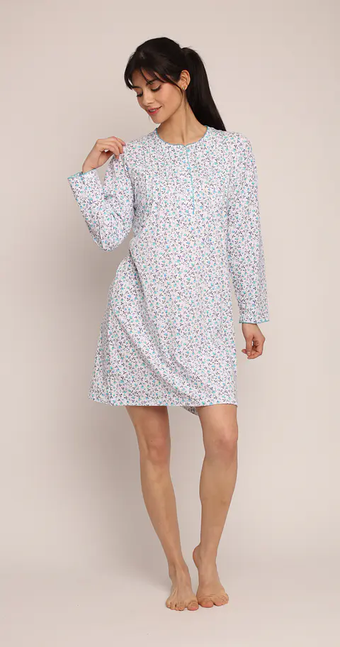 Camisola (Mu) C/P M/L Pata Boton Full Print Algodón Mon-Amour 232 Calipso 