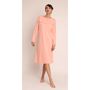 CAMISA (MU) C/P M/L PATA BOTON LISA APLIC BORDADO ALGODÓN MON-AMOUR 131 DURAZNO 