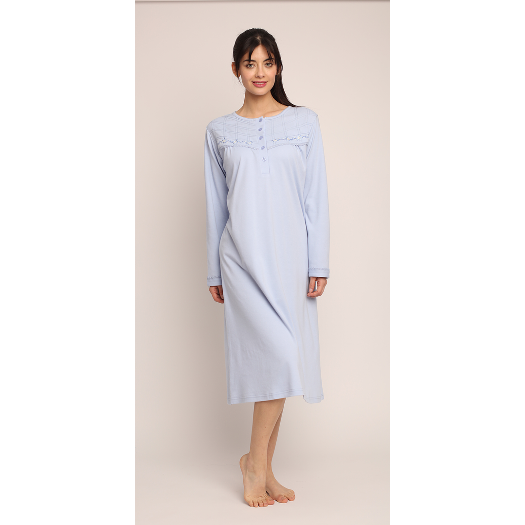 CAMISA (MU) C/P M/L PATA BOTON LISA APLIC BORDADO ALGODÓN MON-AMOUR 131 JACINTO  1