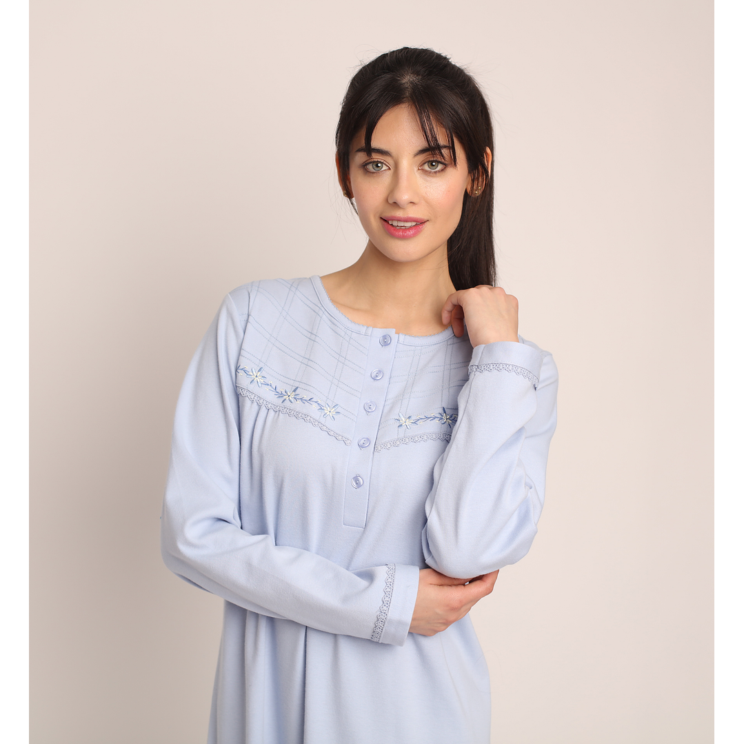 CAMISA (MU) C/P M/L PATA BOTON LISA APLIC BORDADO ALGODÓN MON-AMOUR 131 JACINTO  2