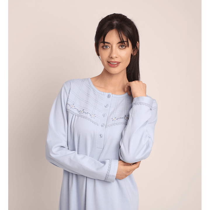 CAMISA (MU) C/P M/L PATA BOTON LISA APLIC BORDADO ALGODÓN MON-AMOUR 131 JACINTO  2