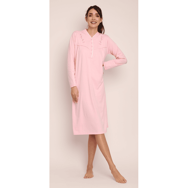 CAMISA (MU) C/P M/L PATA BOTON C/BORD. ALGODÓN MON-AMOUR 124 ROSADO  1