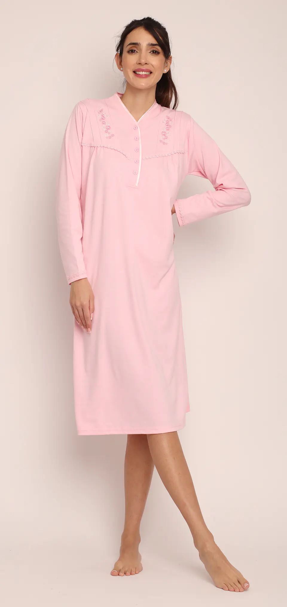 Camisa (Mu) C/P M/L Pata Boton C/Bord. Algodón Mon-Amour 124 Rosado  1