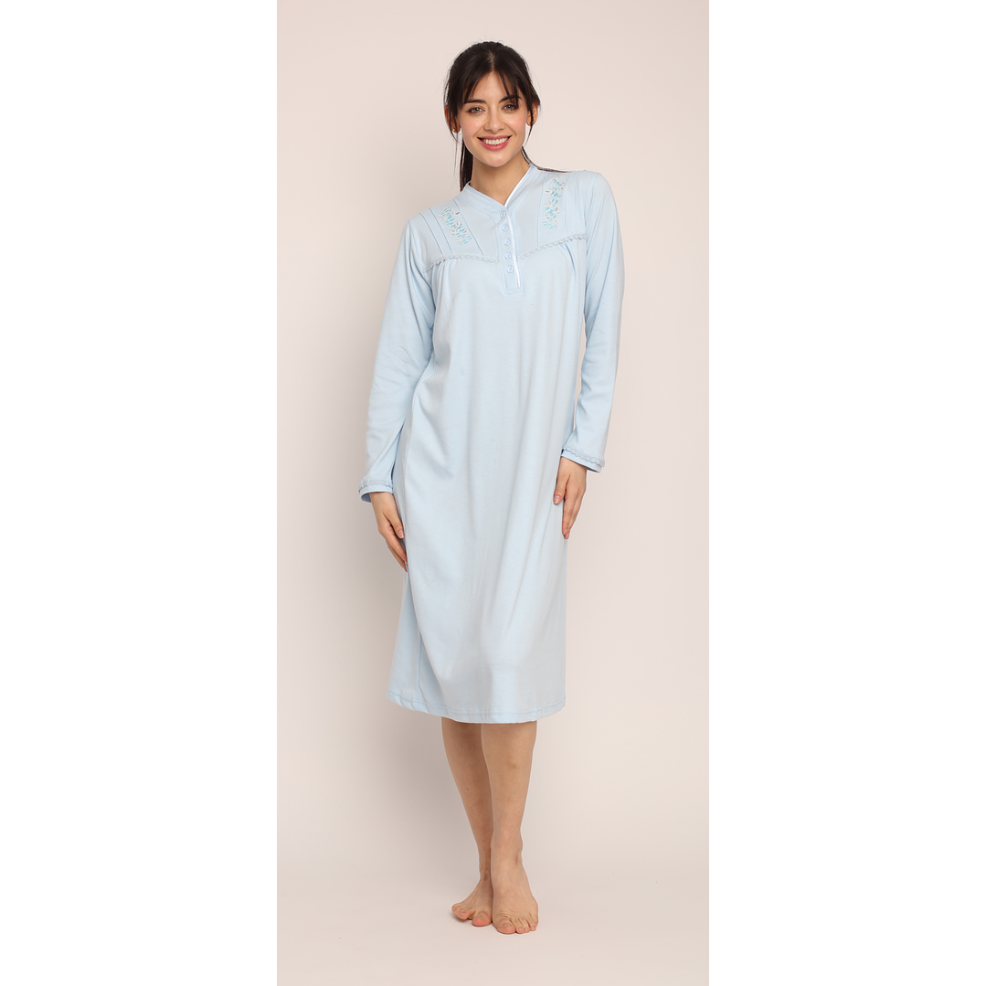 CAMISA (MU) C/P M/L PATA BOTON C/BORD. ALGODÓN MON-AMOUR 124 CELESTE  1