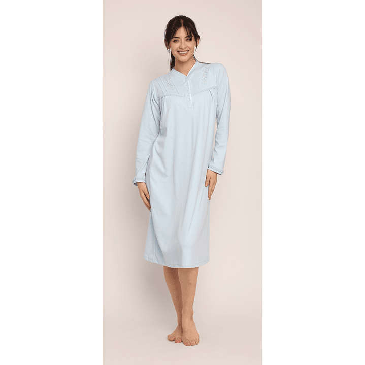 CAMISA (MU) C/P M/L PATA BOTON C/BORD. ALGODÓN MON-AMOUR 124 CELESTE  1