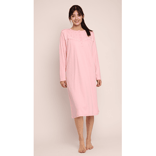 CAMISA (MU) C/P M/L PATA BOTON ACANALADA C/BORDADO ALGODÓN MON-AMOUR 123 ROSADO 