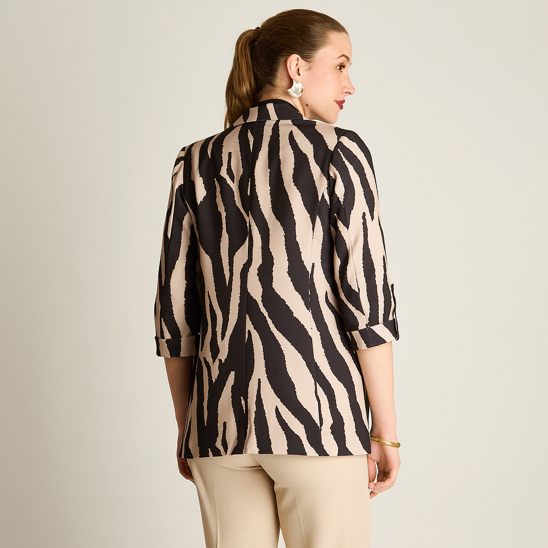 Blazer Negro Manga 3/4 Elasticidad Nula Con Forro Calce Normal Tela Plano 958505   4