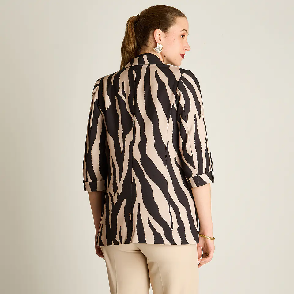 Blazer Negro Manga 3/4 Elasticidad Nula Con Forro Calce Normal Tela Plano 958505   4