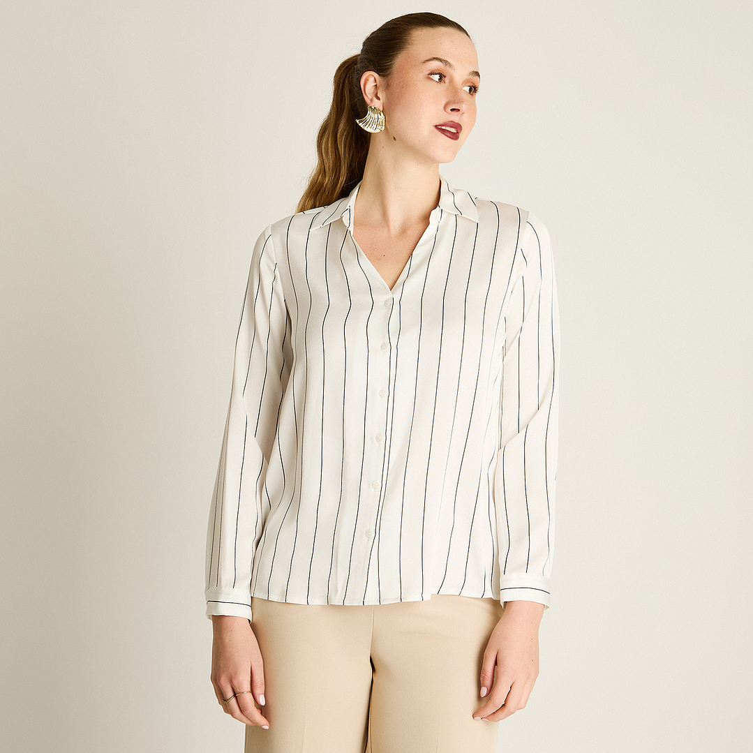 Blusa Camisera Crudo Satin Básica 208505  1