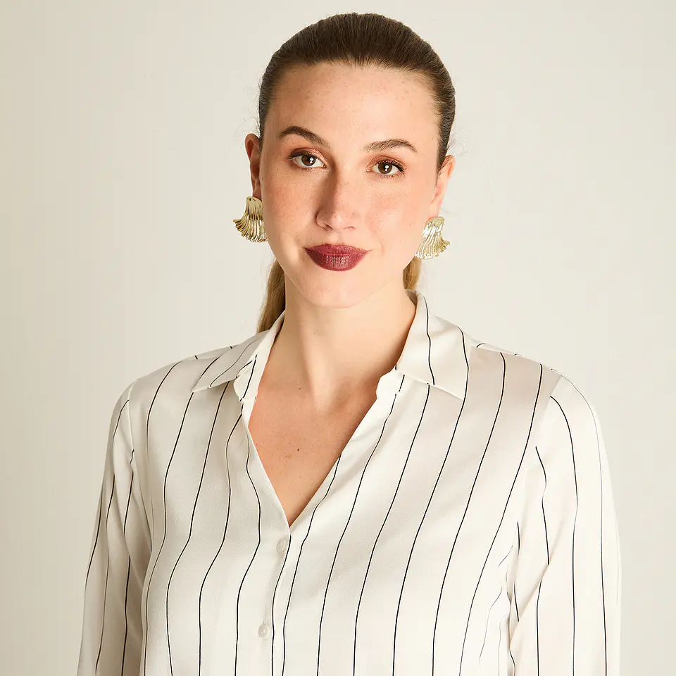 Blusa Camisera Crudo Satin Básica 208505  4