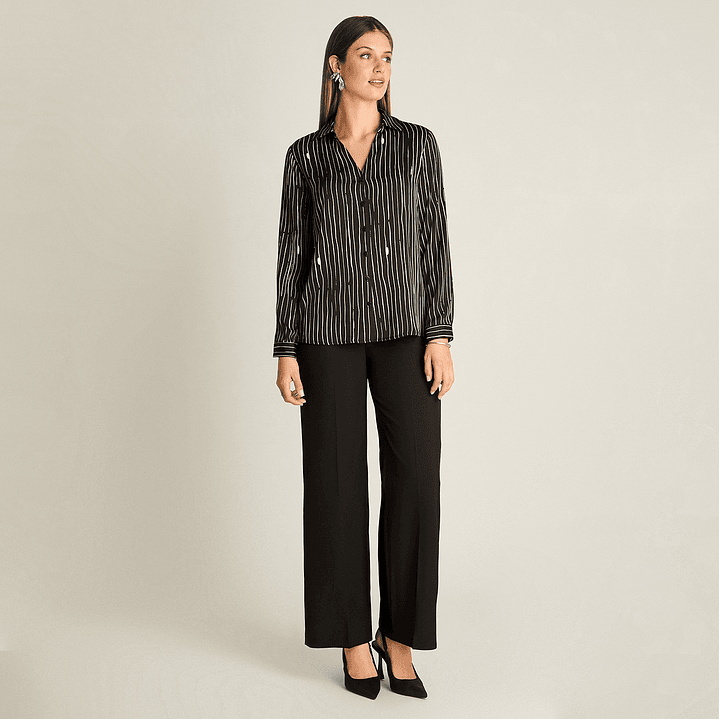 Blusa Camisera Negra Satin Básica 208505 4