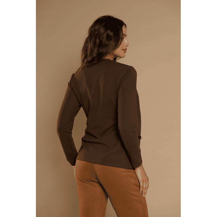 CHALECO (MU) M/L MELANGE C/POLERA LISTADA GIVE Y76400 CAFE  2