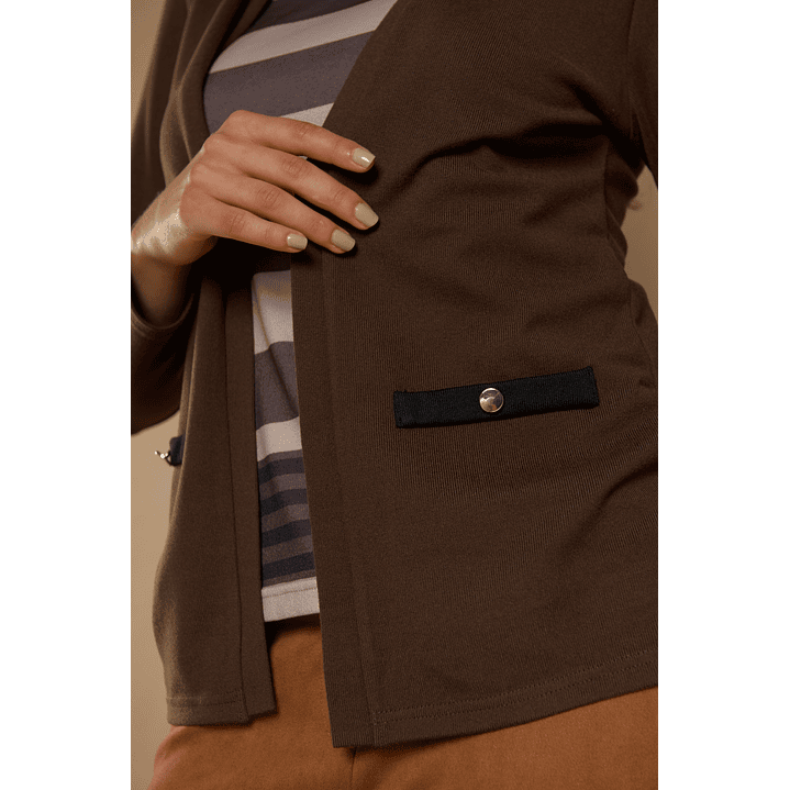 CHALECO (MU) M/L MELANGE C/POLERA LISTADA GIVE Y76400 CAFE  5