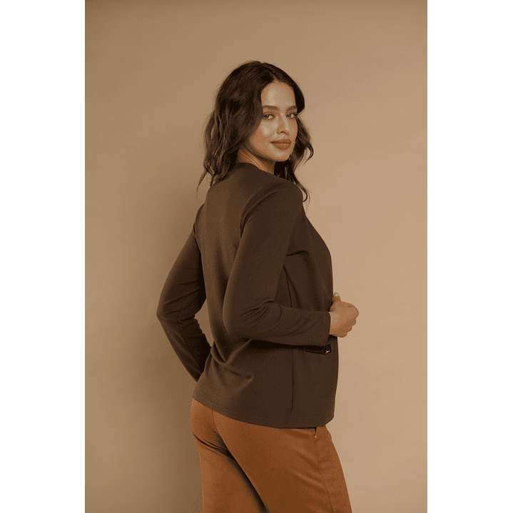 CHALECO (MU) M/L MELANGE C/POLERA LISTADA GIVE Y76400 CAFE  7