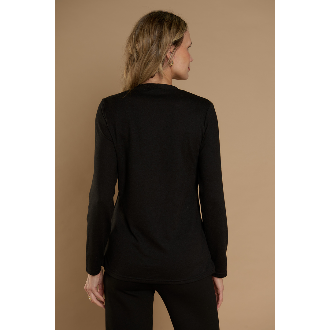 CHALECO (MU) M/L MELANGE C/POLERA LISTADA GIVE Y76400 NEGRO  6