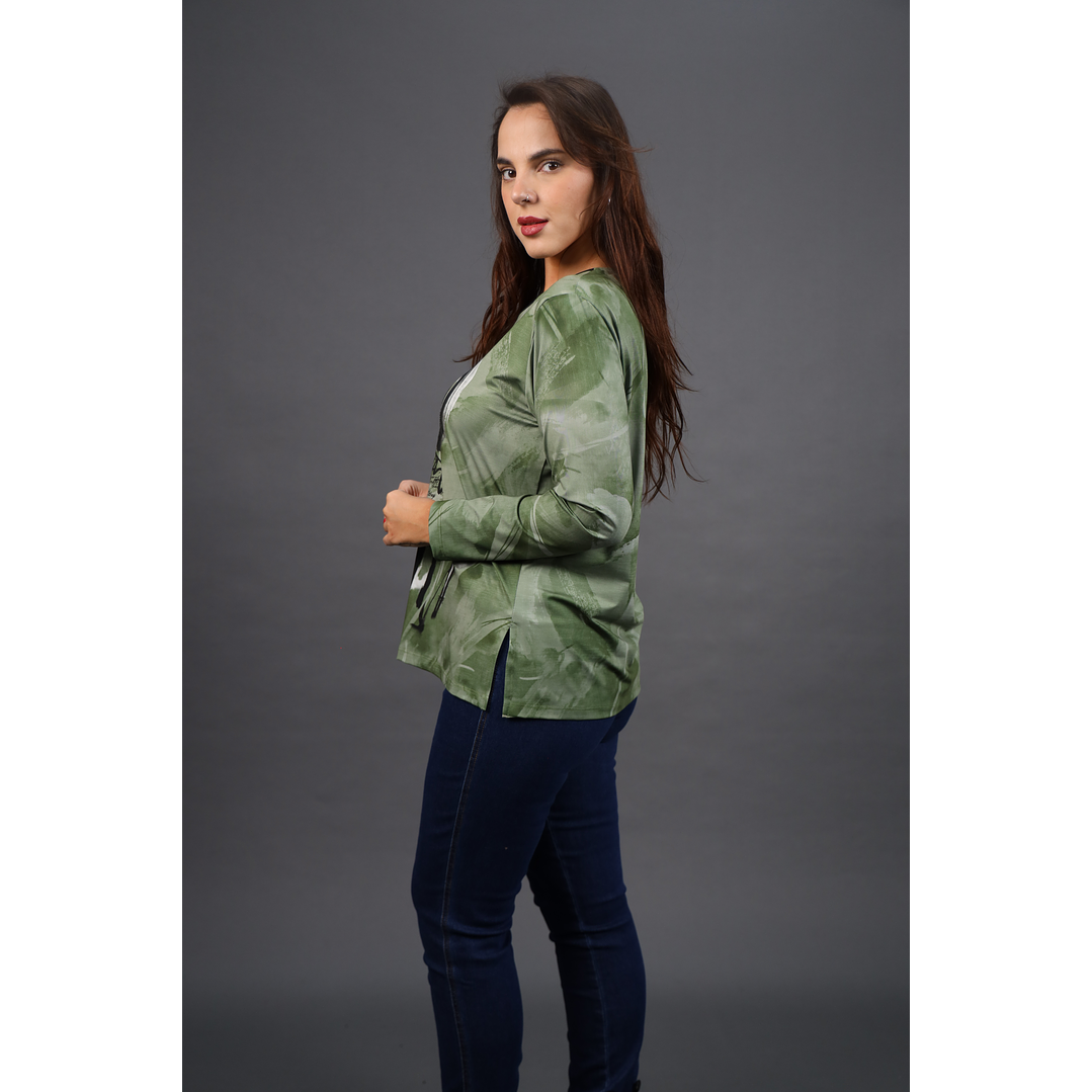 POLERA (MU) C/P M/L EST APLIC STRASS GIVE W56430 VERDE 2